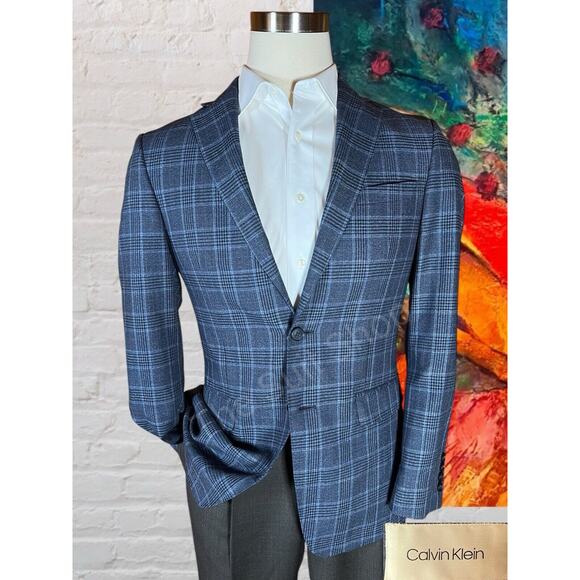 Calvin Klein Other - Calvin Klein 38R Blue Plaid Casual Blazer Sport Coat Jacket